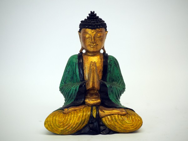 Bemalter sitzender Buddha aus Suarholz (S)