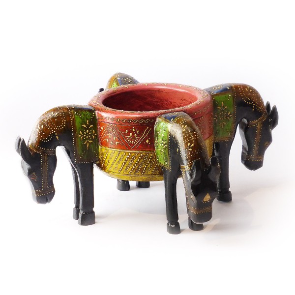 Dekoschale "Pferd", Holz, Schwarz